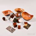 Six Turned Wood Bowls and One Block Sculptures