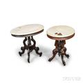 Two Renaissance Revival Oval Marbletop Walnut Tables