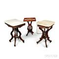 Three Renaissance Revival Marbletop Walnut Side Tables