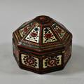 Octagonal Lacquered and Tinseldecorated Covered Box