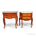 Two Continental Louis XVstyle Marquetry Side Tables