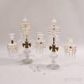 Pair of Twolight Colorless Glass Candelabra
