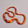 String Necklace with Composite Amber Beads