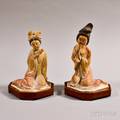 Two Painted Terracotta Female Musicians