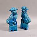 Pair of Turquoise Glazed Foo Lions