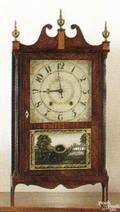 Pillar and scroll mahogany shelf clock early 19th c