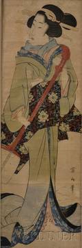 Woodblock Print Depicting a Japanese Woman