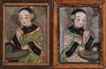 Pair of Asian Reversepaintings on Glass