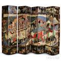 Eightpanel Polychrome Lacquered Wall Screen