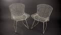Pair of Bertoia for Knoll All White Wire Chairs