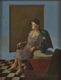 American School 20th Century Contemplative Woman Sitting in a Chair