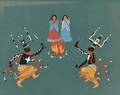 Allan Houser American 19141994 Apache Gaan Dancing Figures Around a Fire