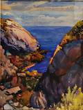 Joseph Frank Copeland American 18721957 Seascape with Rocky Cliffs