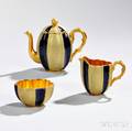 Jeweled Coalport Porcelain Threepiece Tea Set