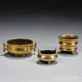 Three Small Polished Bronze Censers