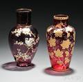 Two Mosertype Gilded and Enameled Glass Vases