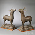 Two Cast Metal Deer