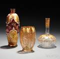 Three Mosertype Gilded and Enameled Glass Vases