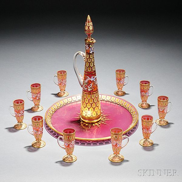 Realized price for Moser Cranberry Glass Decanter Set