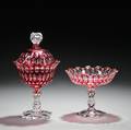 Ruby CuttoClear Glass Covered Urn and Compote