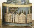 New England oval wallpaper hat box mid 19th c
