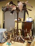 Large Metal Palm Tree 12 Light Chandelier