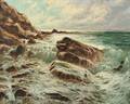 Laszlo Neogrady Hungarian 18961962 Surf on a Rocky Coast