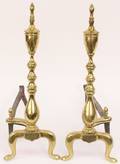 Pair of Royal Federal Style Brass Andirons