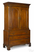 New Jersey Chippendale gumwood linen press late 18th c