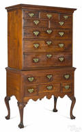 Pennsylvania Queen Anne walnut twopart high chest ca 1765