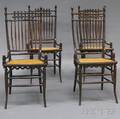 Set of Four Aesthetic Movement Rodback Caned Side Chairs