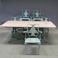 Set of Nine Pieces of Greenpainted Cast Zinc Garden Furniture