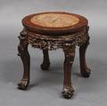 Chinese Carved Teak Marbletop Stand