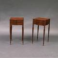 Pair of Federalstyle Inlaid Mahogany and Mahogany Veneer Twodrawer Worktables