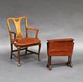 Queen Annestyle Walnut Armchair and a Turned Mahogany Tuckaway Table