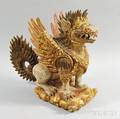 Carved and Gilded Wood Animal Deity Figure