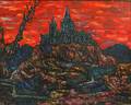 Faibich Shraga Zarfin Russian 19001975 Landscape with a Hilltop Cathedral Against a Red Sky