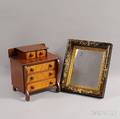 Classical Mahogany and Maple Miniature Chest and a Mirror