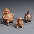 Three PreColumbian Pottery Ocarinas