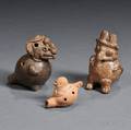 Three PreColumbian Pottery Ocarinas