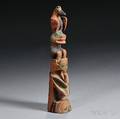 Northwest Coast Polychrome Carved Wood Model Totem Pole