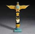 Folk Art Polychrome Wood Totem Pole