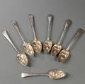 Seven George III Sterling Silver Berry Spoons