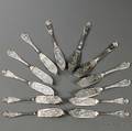 Twelve American Coin Silver Fish Knives