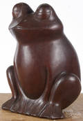 Carved walnut frog