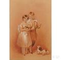 Henry Bryan Ziegler British 17931874 Portrait of Henrietta Munro and Edward Drummond with Their Pets