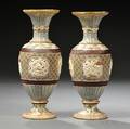 Two Similar Doulton Lambeth Marqueterie Ware Vases
