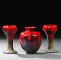 Three Doulton Flambe Sung Ware Vases
