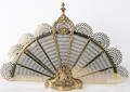 Cast brass fireplace folding fan