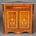 Continental Neoclassical Marbletop Marquetry Corner Cabinet